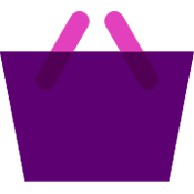Eight Plus Buying Expertise Icon of a shopping basket in purple and pink