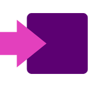 Eight Plus Workflow Icon of a pink arrow pointing towards a purple box to indicate a workflow process