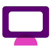 Eight Plus PrePress Icon of a simple computer monitor in pink and purple to indicate the software used