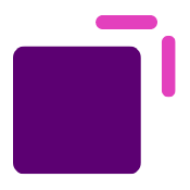 Eight Plus Artworking Icon of pink printer crop marks surrounding a purple rectangle 